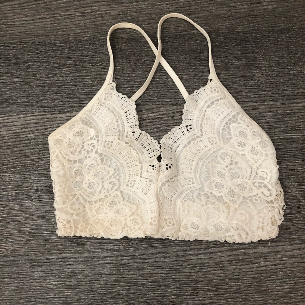 White Lace Open Back Bralette
